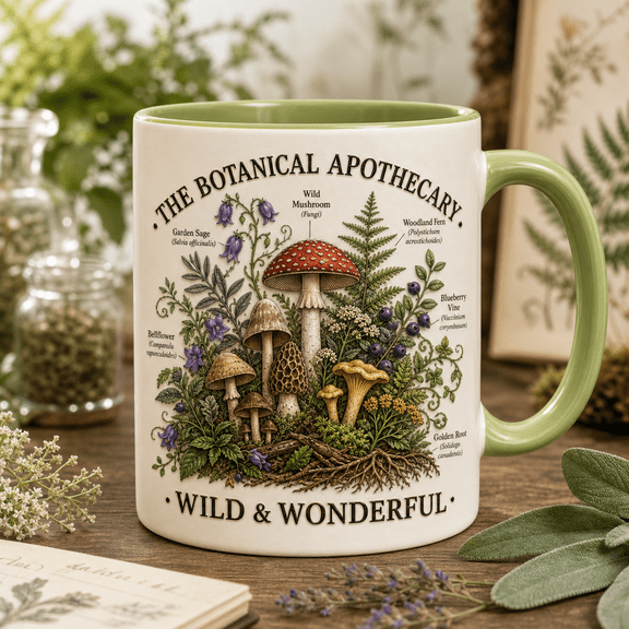Coffee Mug Botanical Apothecary Ceramic Tea and Coffee Cup for Plant Lovers