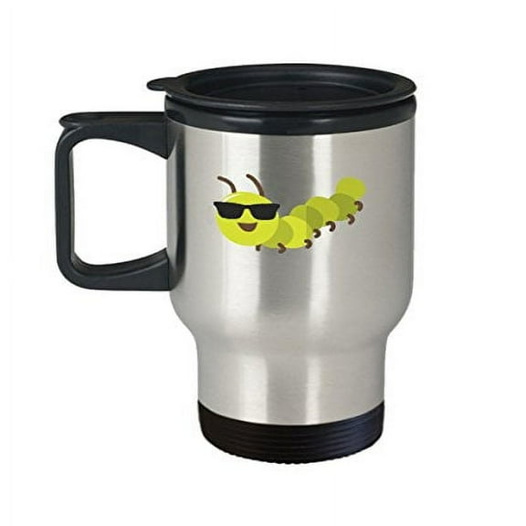 Coffee Mug Bug- Sunglasses Caterpillar - Cool Insect Gifts -14 Oz Stainless Steel Travel Cup
