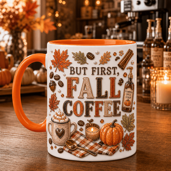 Coffee Mug But First, Fall Coffee Ceramic for Coffee Bar Thanksgiving Gift