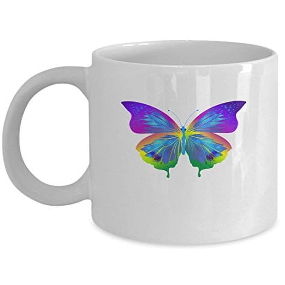 Butterfly 11 oz Coffee Mug - Insect Lover Gift White Ceramic