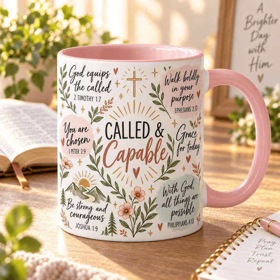 Coffee Mug, Called and Capable Christian Encouragement, Daily Devotion Gift for Women of Faith