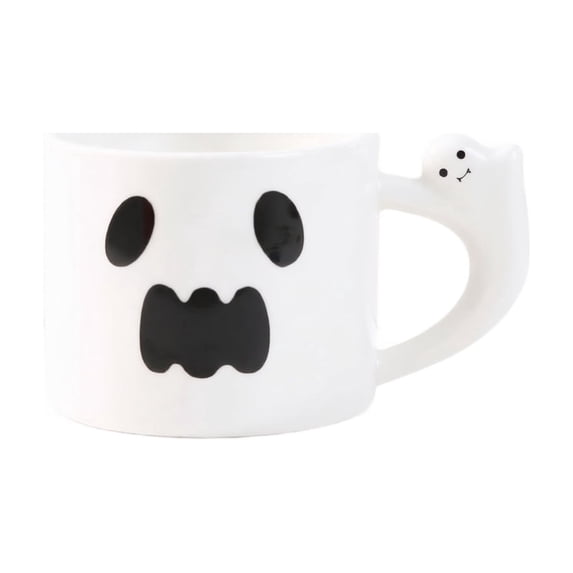 Coffee Mug Ceramic 3D Ghost Handle Whimsical Halloween Design for Hot Beverages