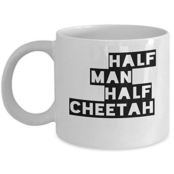 Cheetah 11 oz Coffee Mug - Half Man Half White Ceramic Gift