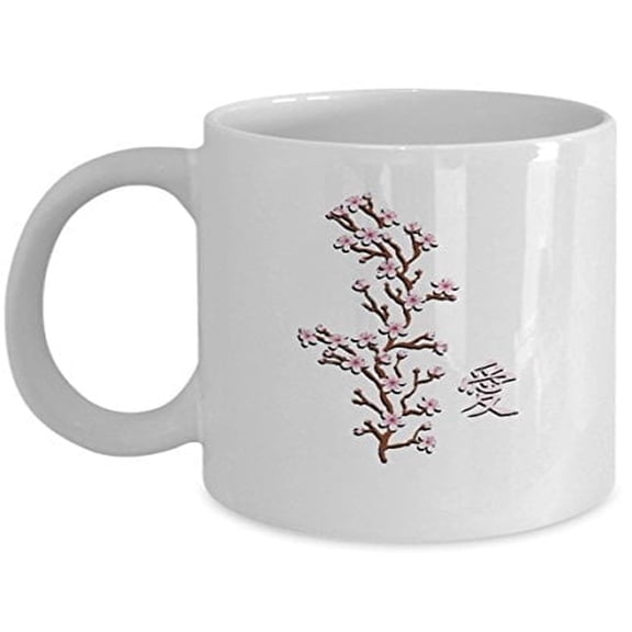 Cherry Blossom 11 oz Coffee Mug - Japanese Plant Gift White Ceramic