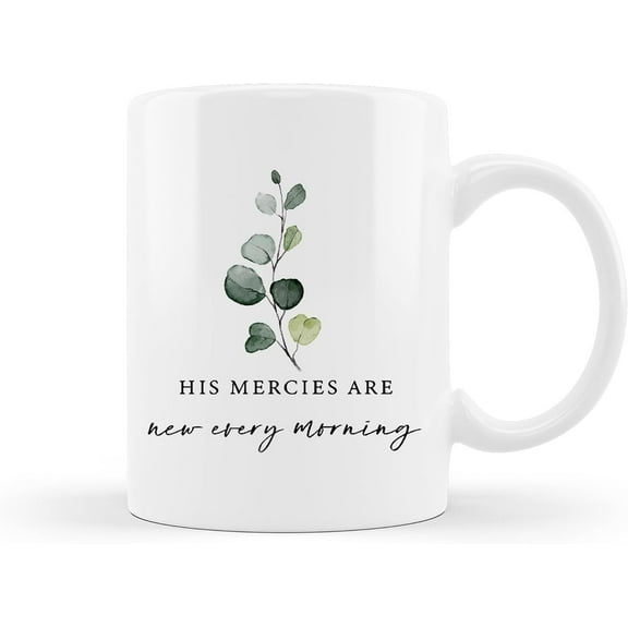 Coffee Mug,Christian Gifts for Women, Bible Scripture Ceramic Mug, His Mercies are New Every Morning Mug