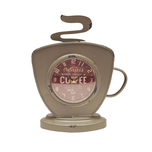 Coffee Mug Clock Rustic Decorative Instant Brew Cup Farmhouse Kitchen Home Decor