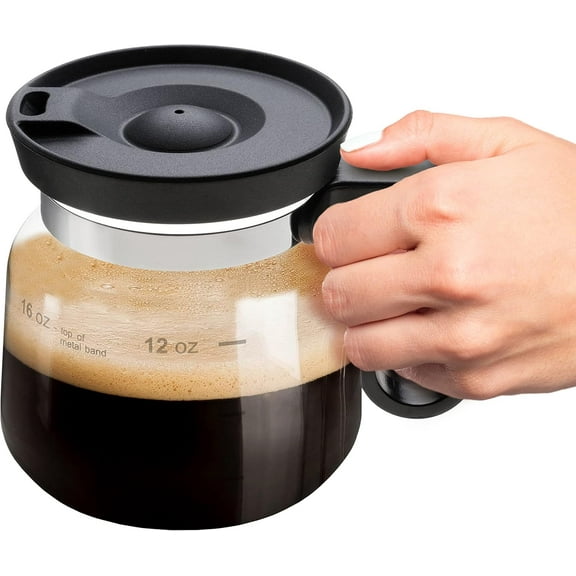 Coffee Mug  Coffee Pot Shape 4" Tall - Compact 16 Oz Glass Carafe Design with Sip Lid | Fun  for Java Lovers | Cute, Compact Novelty Joe Mug Small Size Cute Carafe Shaped - Size 4" H x 3.75" W