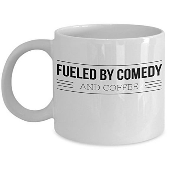 Coffee Mug Comedian - Fueled By - Comedy Gifts for Men - 11oz White Ceramic Cup