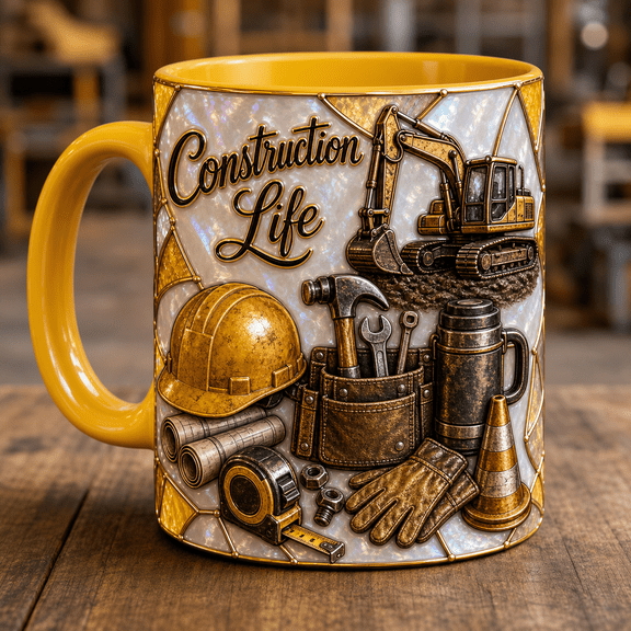 Coffee Mug Construction Life Ceramic Morning Coffee Cup for Construction Workers
