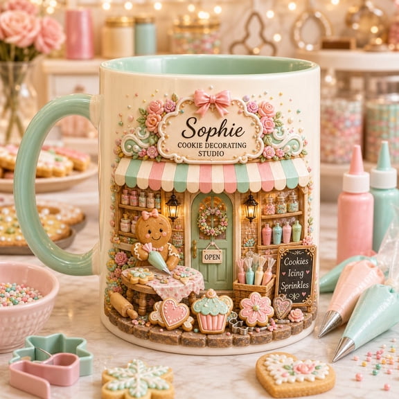 Coffee Mug Cookie Decorating Studio Ceramic Cup for Coffee Bakers