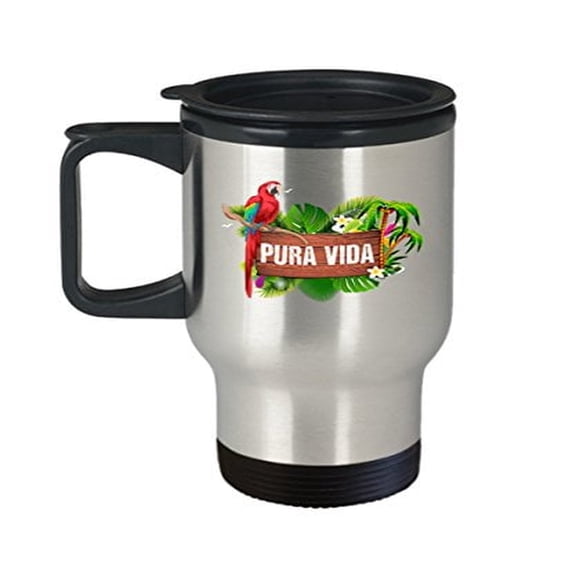 Coffee Mug Costa Rica Pura Vida 14 oz Stainless Steel Travel Cup - Beach Inspired Gift