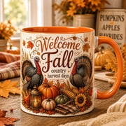 Coffee Mug Country Turkey Harvest for Fall Coffee and Thanksgiving Host Gift