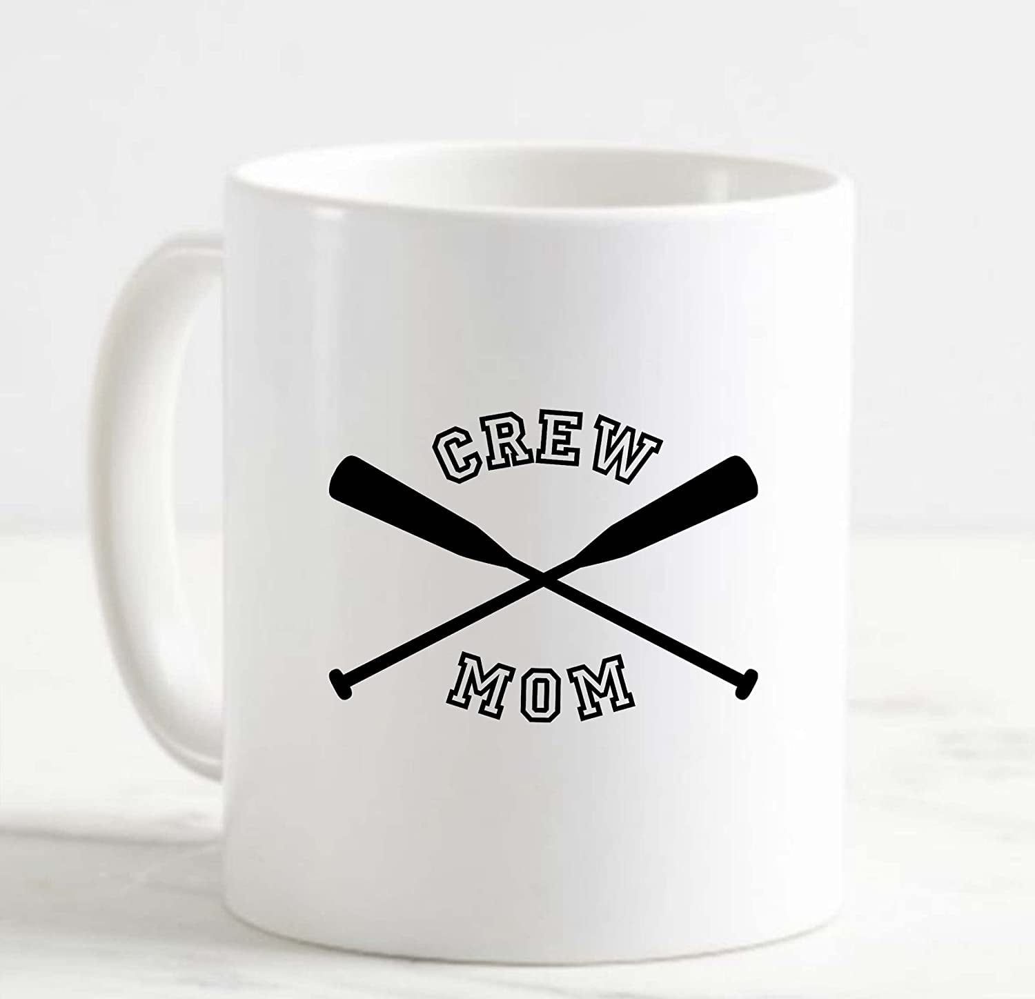 Coffee Mug Crew Mom Crossed Oars Varsity Rowing Support Love White Cup