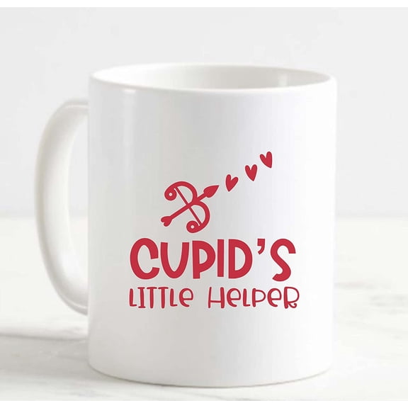 Coffee Mug Cupids Little Helper Hearts Bow Arrow Funny Love White Cup Funny Gifts for work office him her