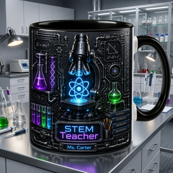 Coffee Mug Custom Name STEM Teacher Science Lab Ceramic Desk Drinkware Teacher Gift
