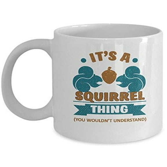 Cute Animal 11 oz Coffee Mug - Squirrel Novelty Gifts White Ceramic