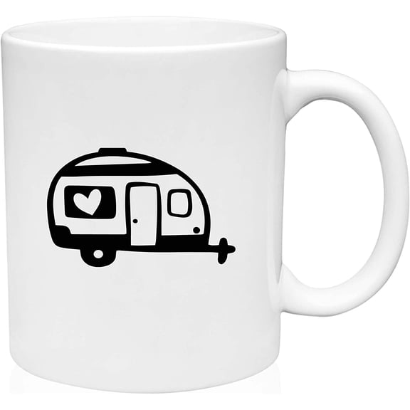 Coffee Mug Cute Little Camper Travel Life Heart Travel The World Camping RV White Coffee Mug Funny Gift Cup