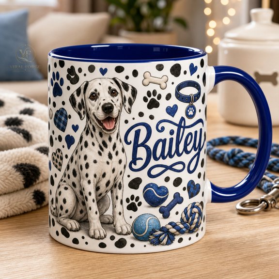 Coffee Mug Dalmatian Dog Bailey Design Ceramic for Morning Coffee Dog Lovers