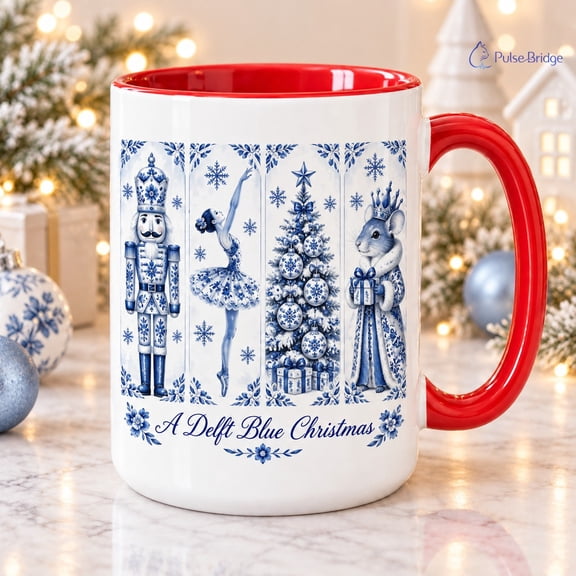Coffee Mug Delft-Style Nutcracker Christmas Drinkware Gift for Holiday Hosts