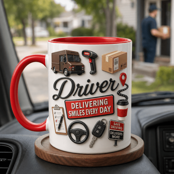 Coffee Mug Delivery Driver Ceramic Morning Coffee Cup for Work Commute and Route Drivers