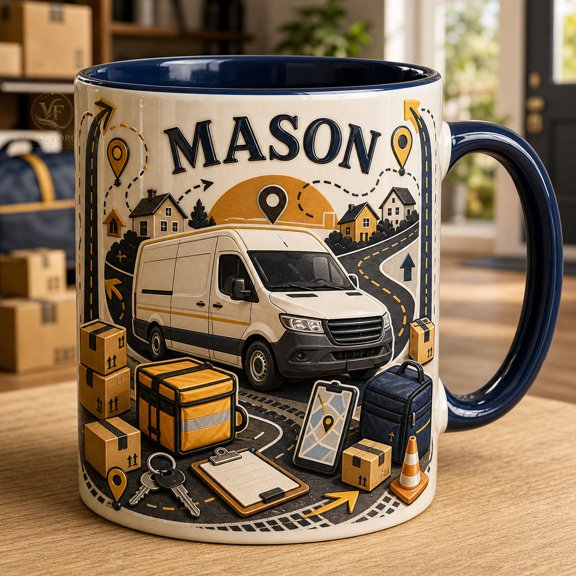 Coffee Mug Delivery Driver Route Ceramic Mug for Morning Coffee Gift for Couriers