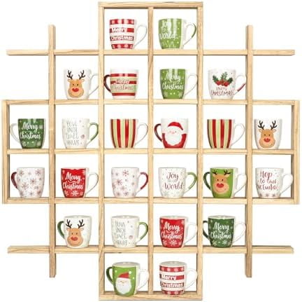 Coffee Mug Display Rack, Oversize Wooden Wall Mounted Mug Rack with 32 Slots, Rustic Mug Display Shelf, Coffee Mug Holder Wall Mount, Mug Shelf for Wall Collectibles$$Home Decor, Kitchen, & Other - Walmart.com