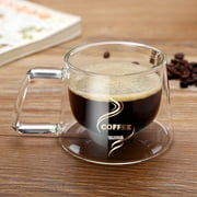 Coffee Mug, Double Wall Insulated Glass Cup 6.8 OZ Heat-resistant for Tea Coffee Latte Espresso Iced Tea, Set of 2
