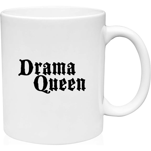 Coffee Mug Drama Queen Pink Regal Font Funny Dramatic Identity Diva Joke White Coffee Mug Funny Gift Cup