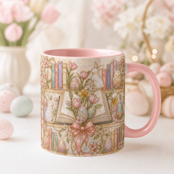 Coffee Mug Easter Book Lover Ceramic Morning Reading Gift for Readers