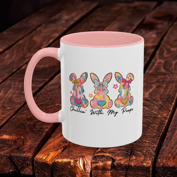 Coffee Mug, Easter Chilling with my P1eeps Bunny Watercolor BruS1Hstroke, Mother's day, Easter Mug, Bunny Mug, Rabbit Lover gift, Easter Gift
