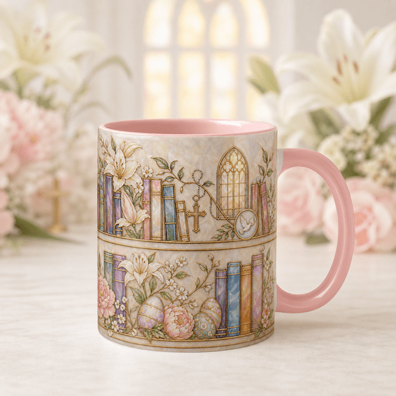 Coffee Mug Easter Faith and Good Books Morning Drinkware for Christian Readers