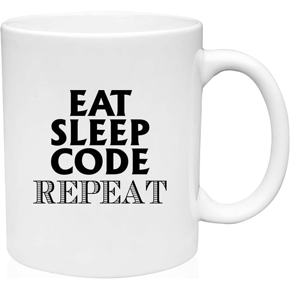 Coffee Mug Eat Sleep Code Repeat Computer Nerd White Coffee Mug Funny Gift Cup