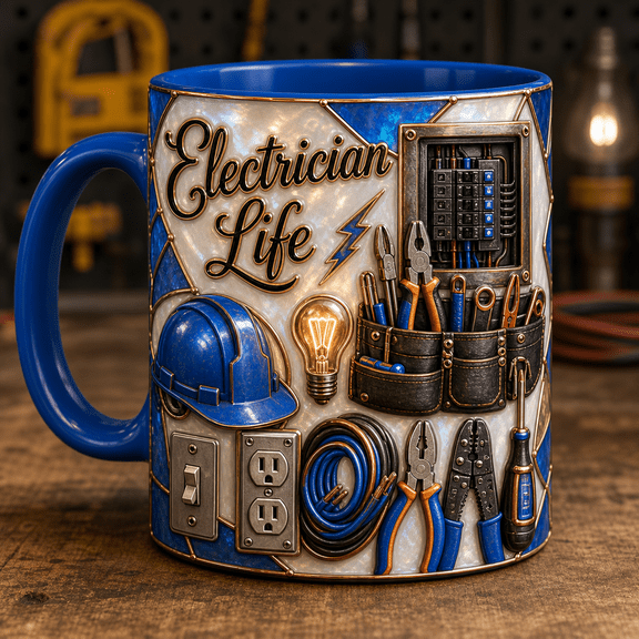 Coffee Mug Electrician Life Ceramic Desk Cup Christmas Gift for Electricians
