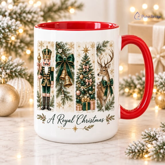 Coffee Mug Emerald Nutcracker Christmas Design for Festive Drinks and Gift Giving