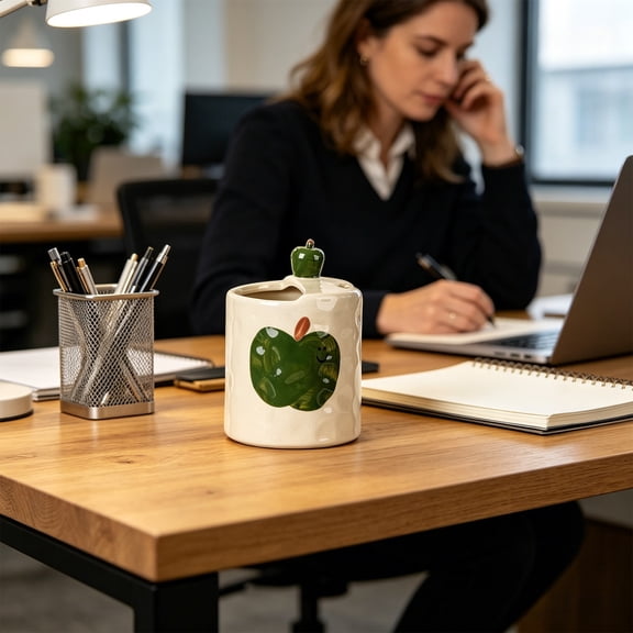 Coffee Mug Espresso Cup 10oz 3D Apple Ceramic Coffee Mugs Porcelain Coffee Cup Hand-Painted Multiple Use for Kitchen, Dining