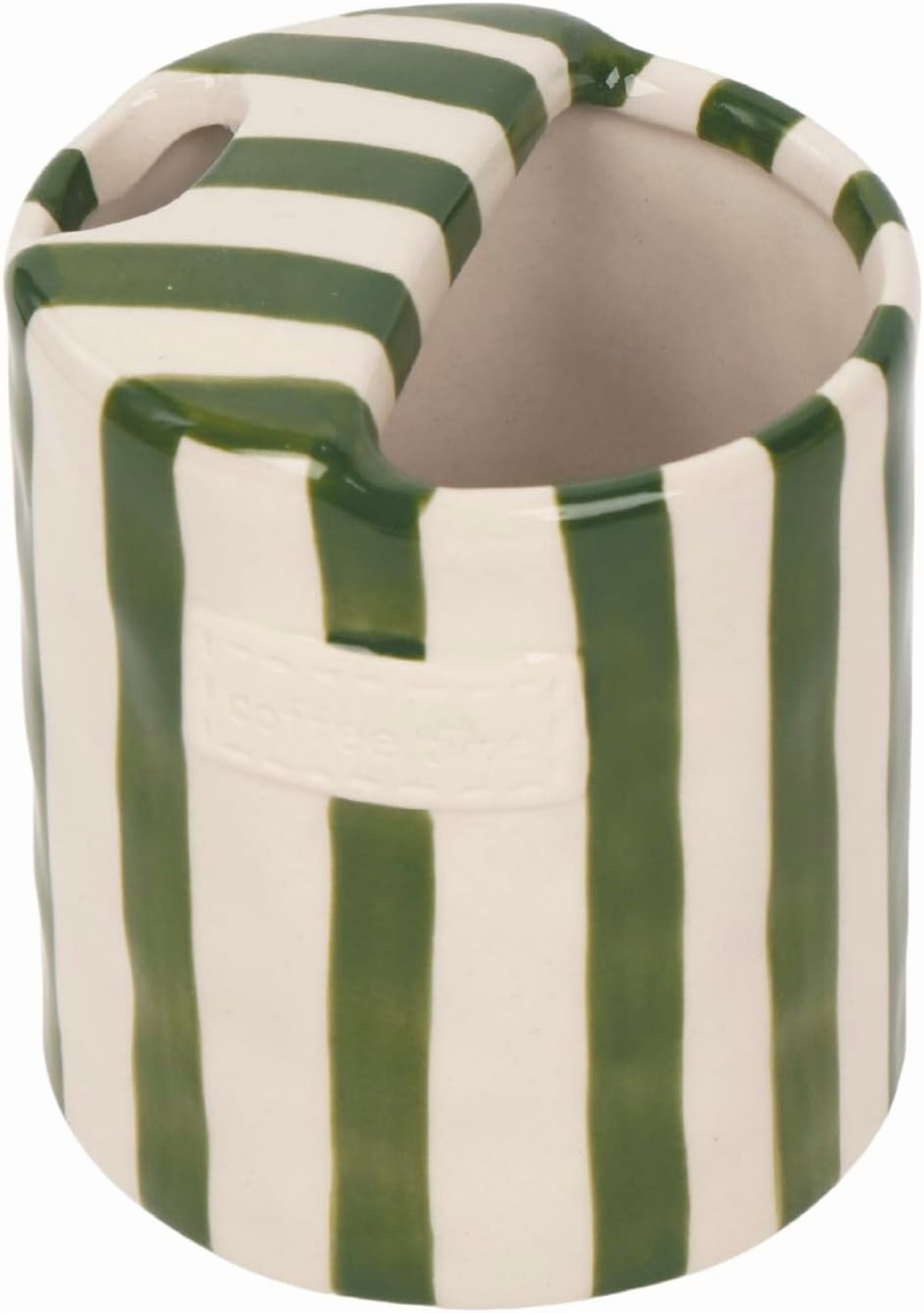 Coffee Mug Espresso Cup 10oz Ceramic Mugs Porcelain Hand-Painted Striped Art Multiple Use for Kitchen, Dining-Green