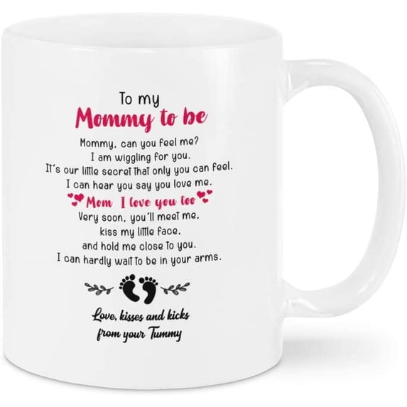 Coffee Mug For Expecting Mother From The Bump I Can Hardly Wait To Be In Your Arms Footprint Gifts Ideas For New Mom 11 15oz Ceramic White Cup For Christmas