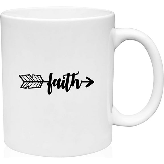 Coffee Mug Faith Arrow Jesus Christian Bible God Cute Font Tin White Coffee Mug Funny Gift Cup