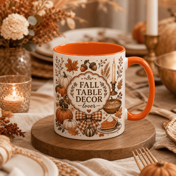 Coffee Mug Fall Table Decor Lover Ceramic Drinkware for Thanksgiving Hosts