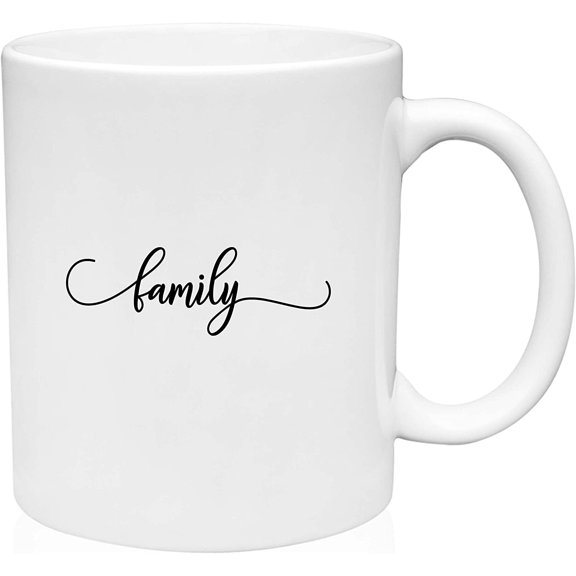 Coffee Mug Family Cursive Font Calligraphy Home Parents Love Mom Kids White Coffee Mug Funny Gift Cup