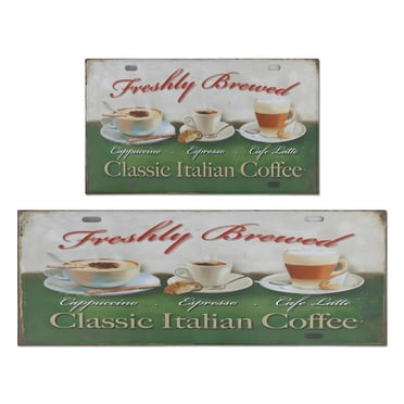 Coffee Mug Farmhouse Design Kitchen Mat Set Of 2,Kitchen Rugs Mats with Dirty Resistance,washable,water Proof,kitchen Rugs and Mats 17.7x24+17.7x48inch