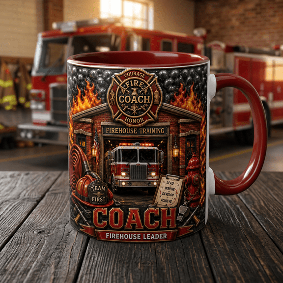 Coffee Mug Firefighter Coach Ceramic Coffee Cup for Office Desk Gift