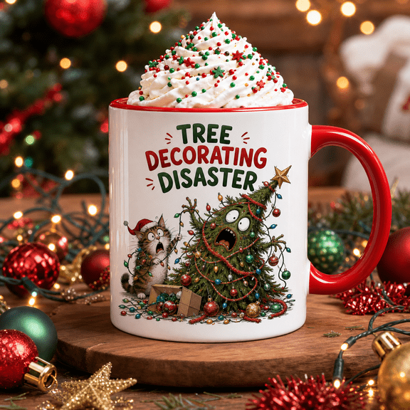 Coffee Mug Funny Christmas Tree Decorating Disaster for Holiday Coffee Christmas Lovers