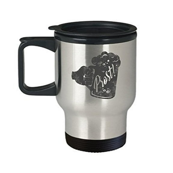 German Coffee Mug - Prost! 14 Oz Stainless Steel Travel Cup - Perfect Gift for Drinkers