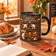Coffee Mug Ghostly Coffeehouse Autumn Design for Morning Drinks and Halloween Fans