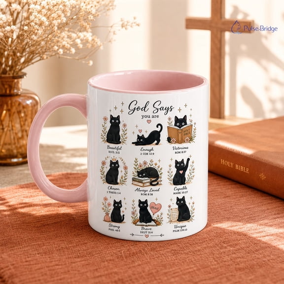 Coffee Mug God Says You Are Christian Cat Mug Ceramic Bible Reading Cup