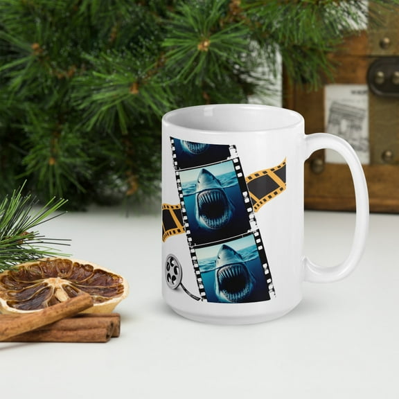 Coffee Mug, Great White Shark, Jaws Scary Shark Movies, Ocean Lover Gift, Sea Creature Cup, Marine Life Decor