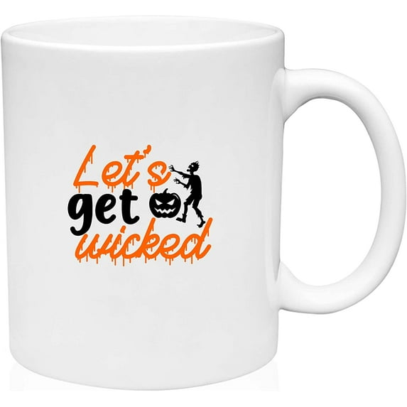 Coffee Mug Halloween Decorations Let's get wicked zombie Halloween scary humor White Coffee Mug Funny Gift Cup