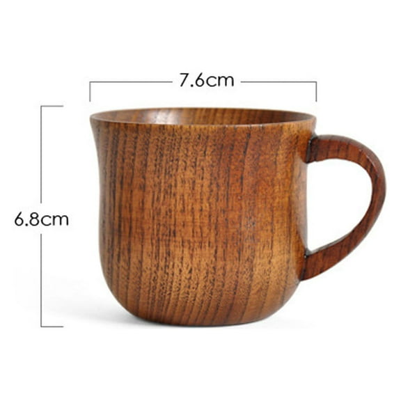 Coffee Mug with Handle, Xetio Wood Tea Cup, Wooden Beer Mug, Reusable Drinking Cup for Tea Milk Water Solid, Practical Cup, Handmade Wooden Coffee Mugs, Elegant Wood Cup, 6.8x7.6cm