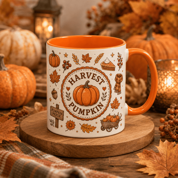 Coffee Mug Harvest Pumpkin Ceramic for Fall Coffee Thanksgiving Host Gift